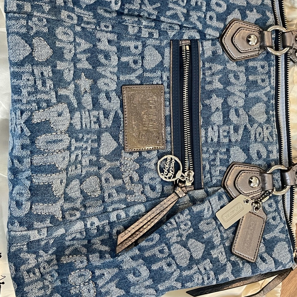 Denim coach poppy shoulder bag